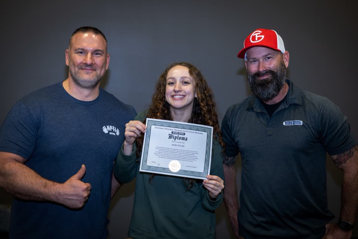 Jordyn Grizzle with NPTI instructors Travis Wapelhorst and Chris James